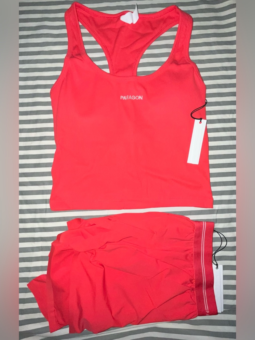 Paragon LiteSpeed Mid-Rise Track Short + EasyRib Go-to Tank Top Fruit Punch Sz M